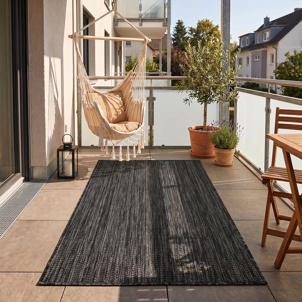 Tapis aspect jute noués Noir