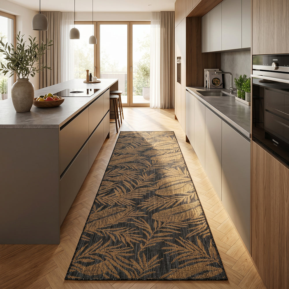 Tapis extérieur noués Noir et Beige