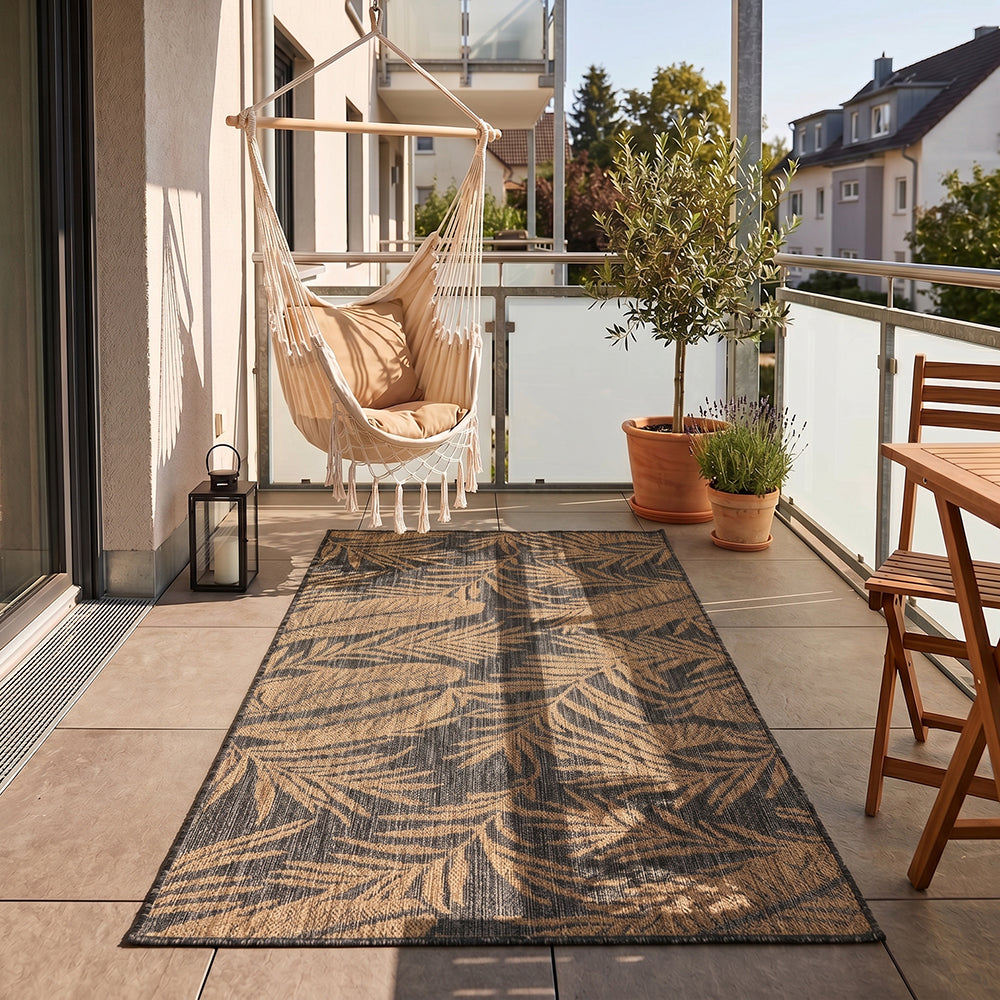 Tapis extérieur noués Noir et Beige