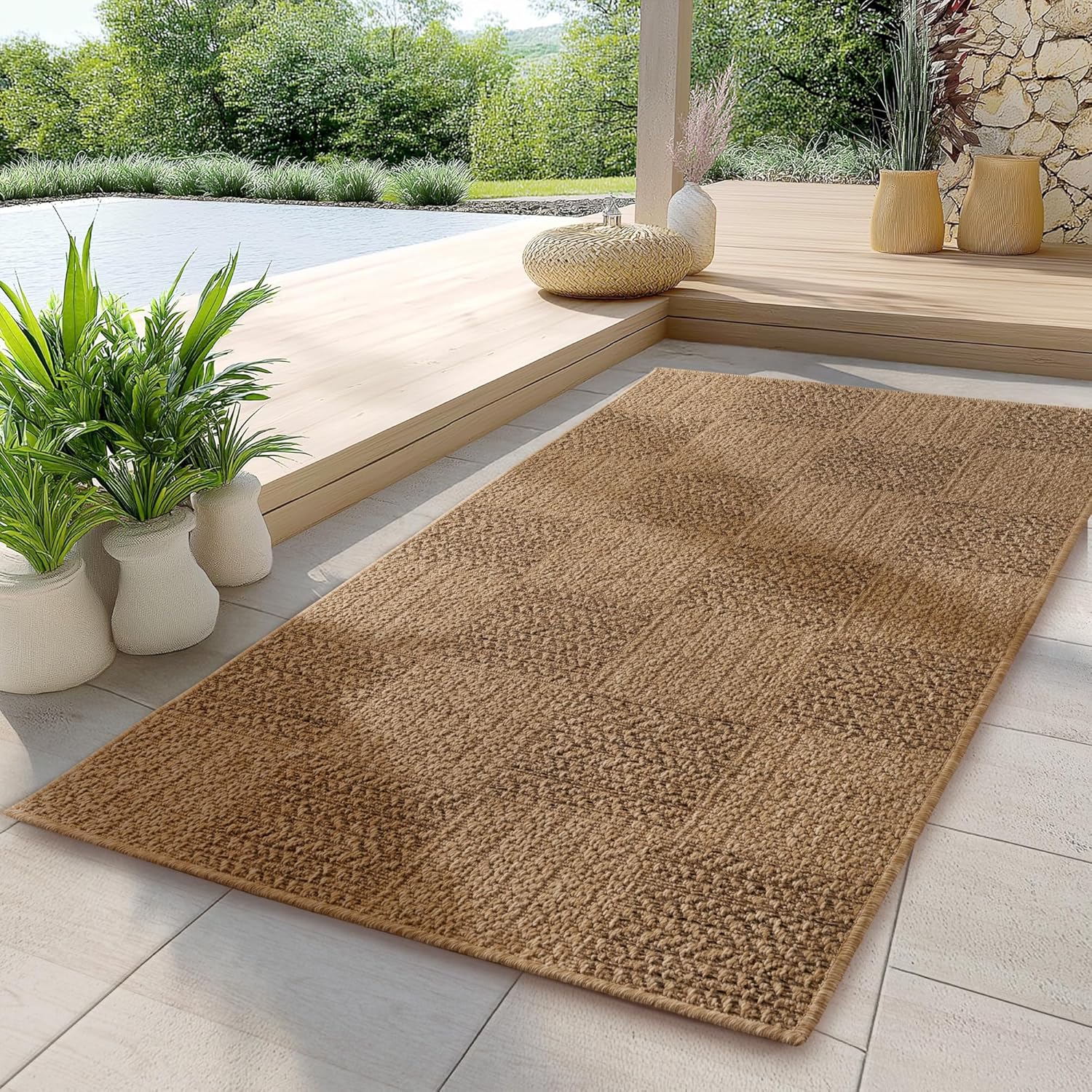 Tapis Aspect jute à motifs carrés – STUDIO DECO
