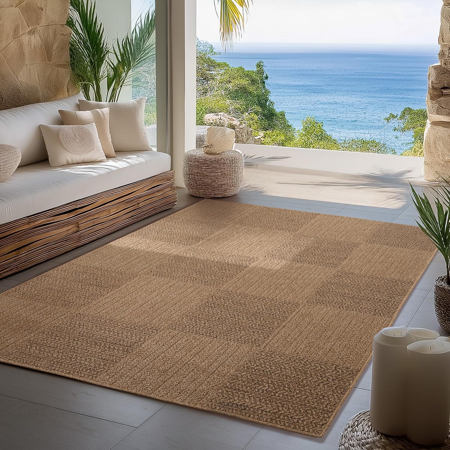 Tapis Aspect jute à motifs carrés – STUDIO DECO