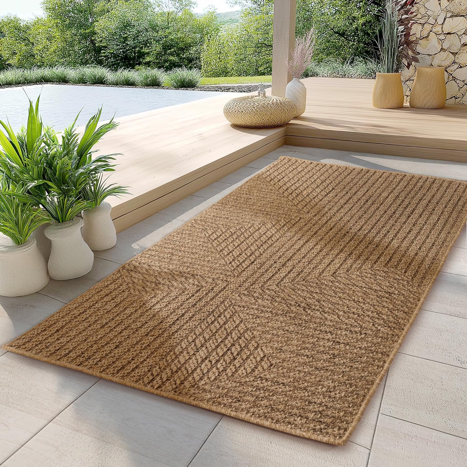 Tapis Aspect jute à motifs géométrique – STUDIO DECO