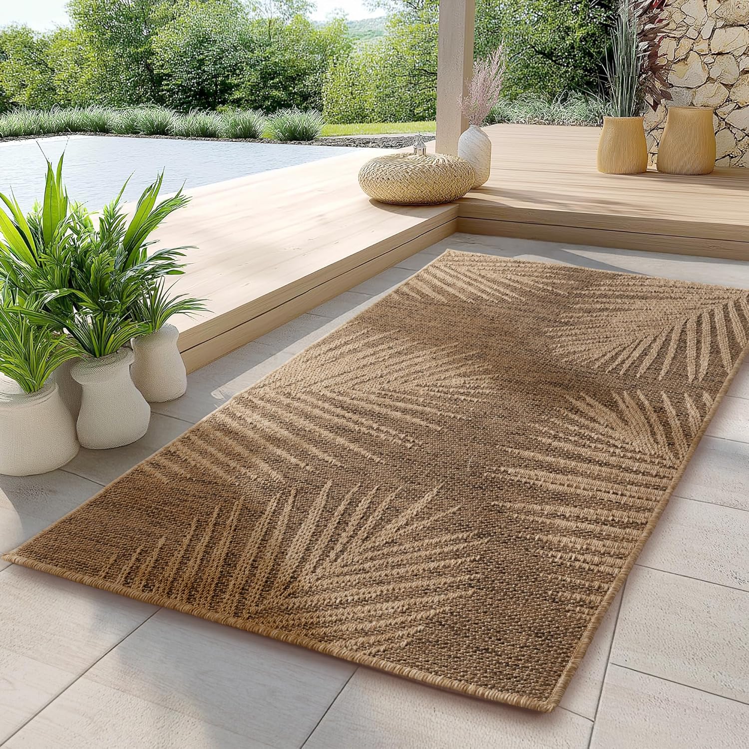 Tapis Aspect jute à motifs palmier – STUDIO DECO