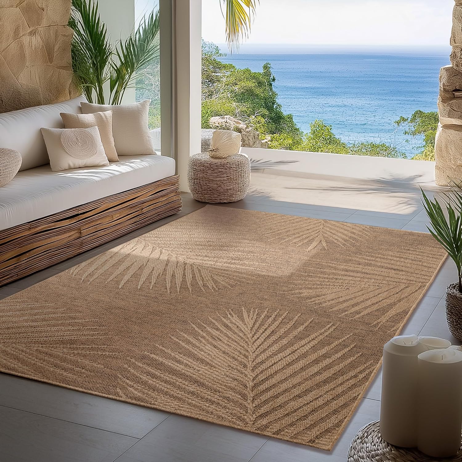 Tapis Aspect jute à motifs palmier – STUDIO DECO