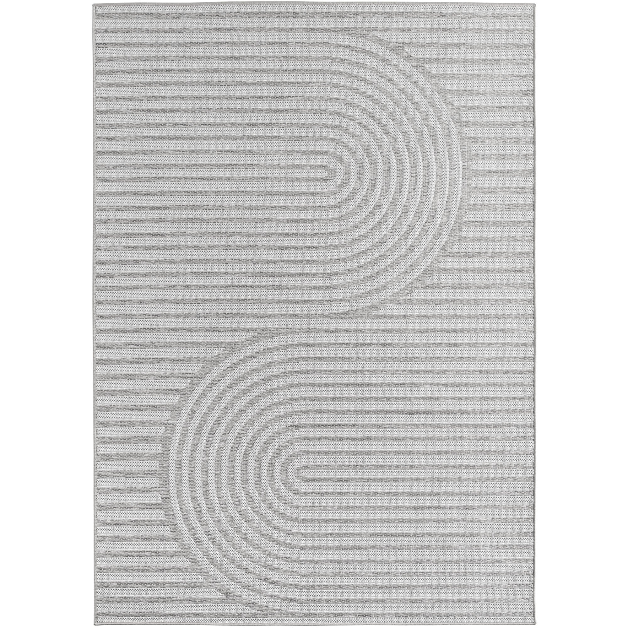 Tapis extérieur et intérieur à motifs géométriques Gris