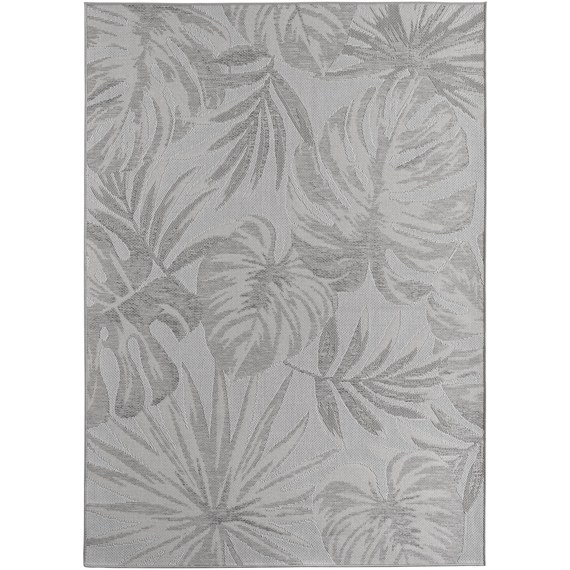 Tapis extérieur et intérieur à motifs Plantes Gris