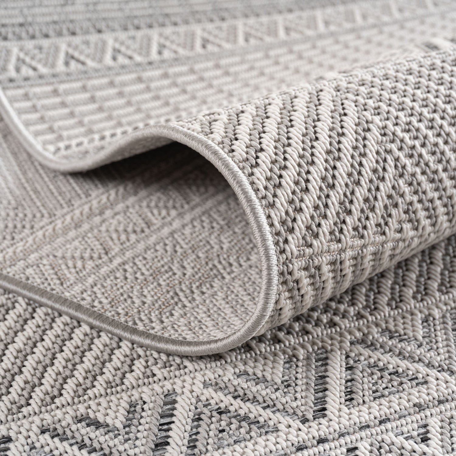 Tapis extérieur et intérieur à motifs Plantes Gris