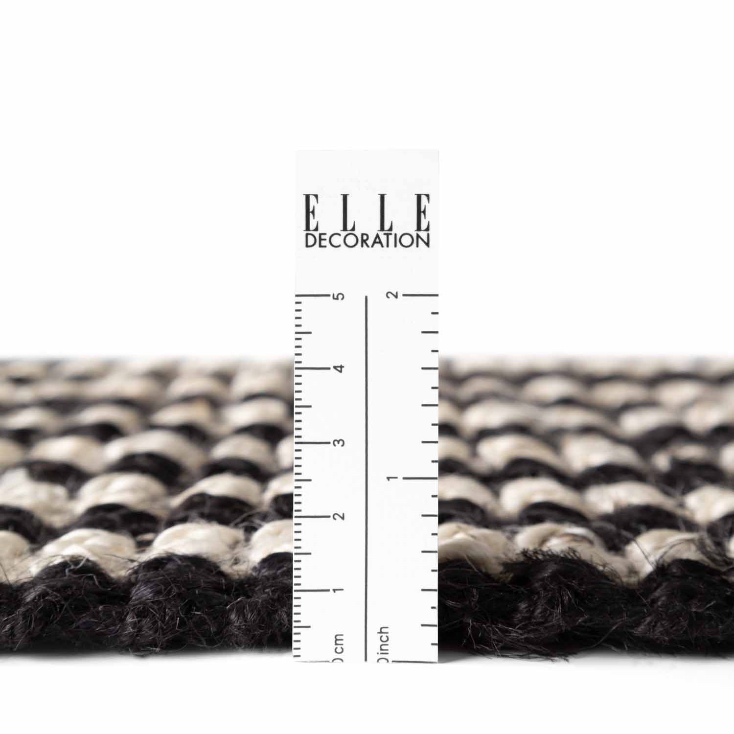 Tapis en jute naturelle bouclée Noir et Blanc