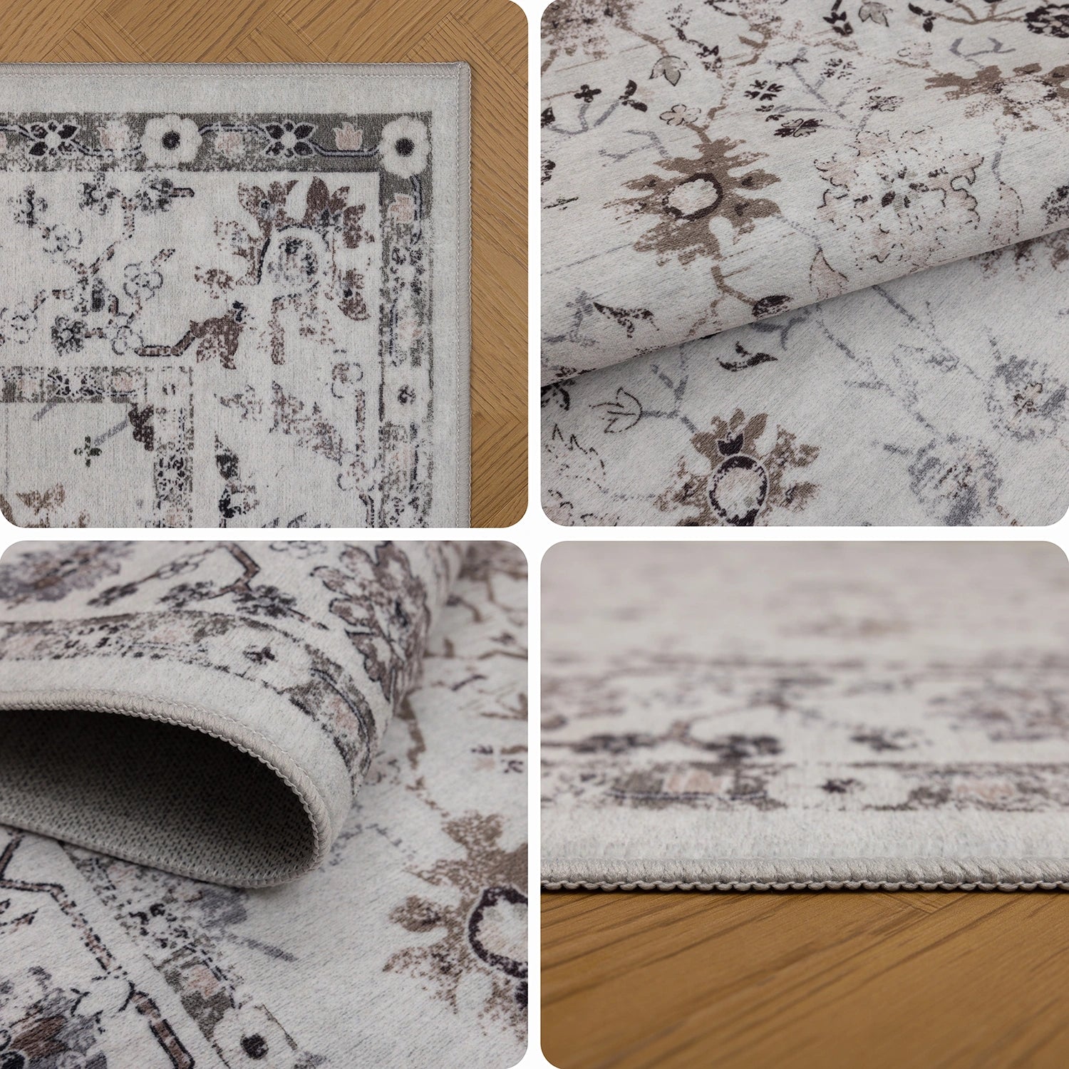 Tapis lavable Vintage Rosace Crème