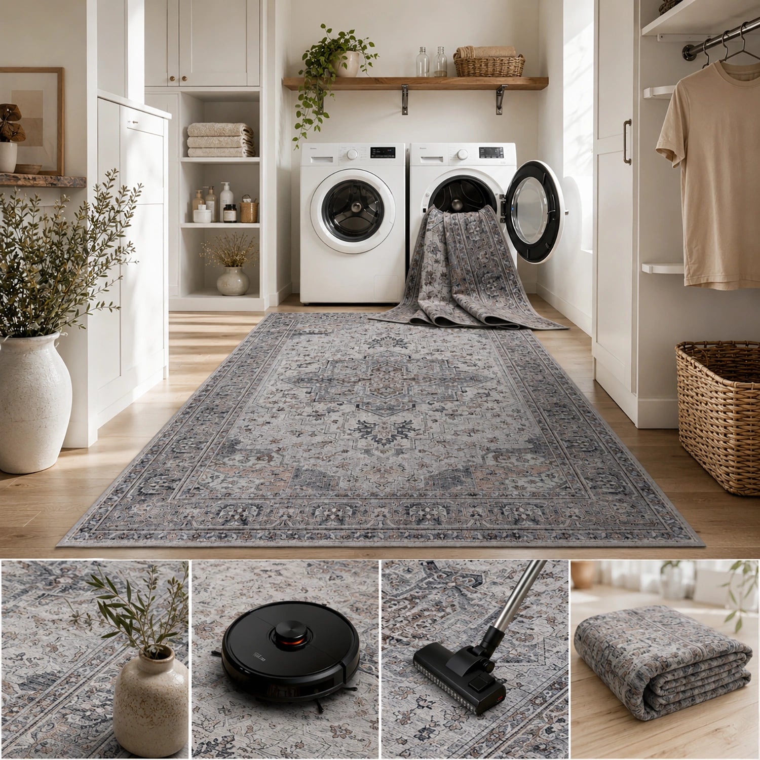 Tapis lavable Vintage Gris