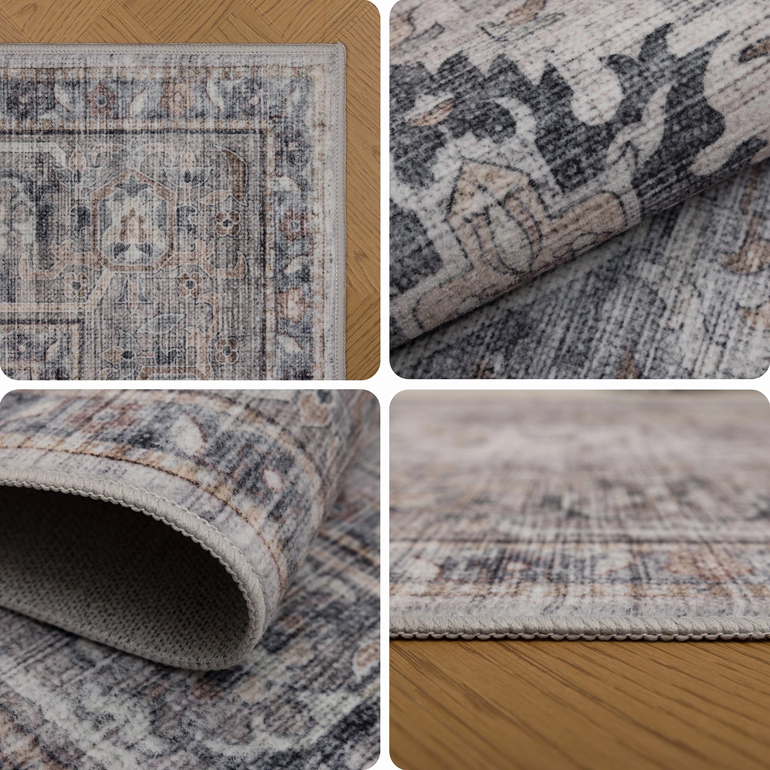 Tapis lavable Vintage Gris