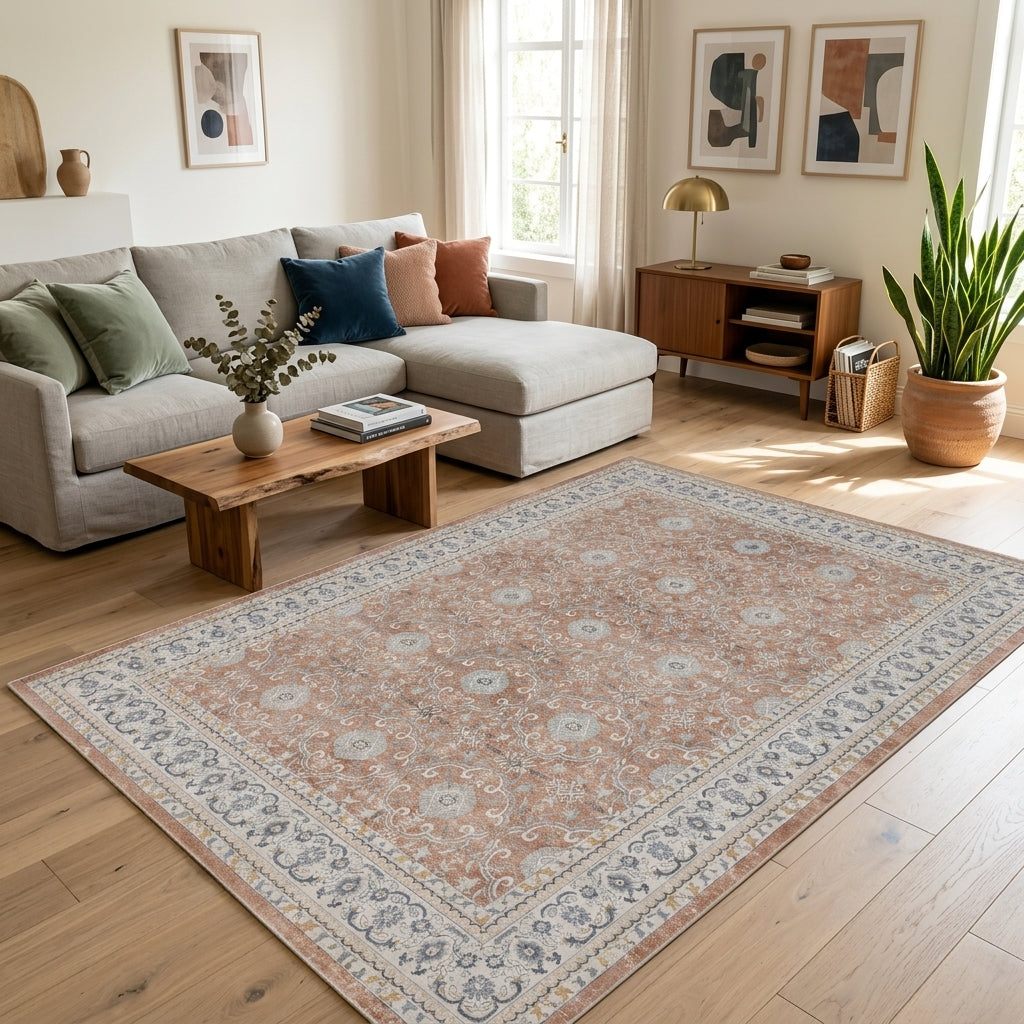 Tapis lavable Vintage Terracotta