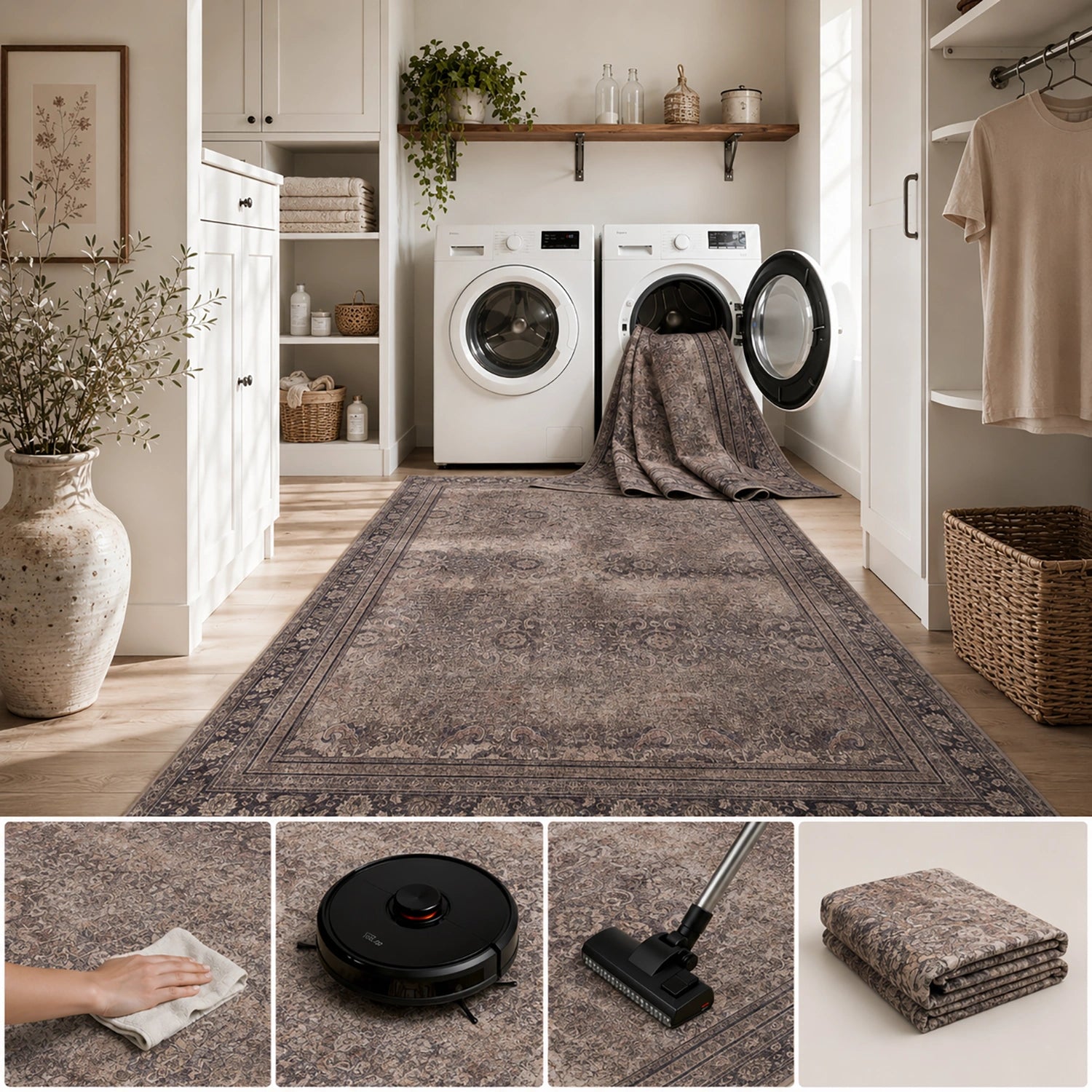 Tapis lavable rond Vintage Antic
