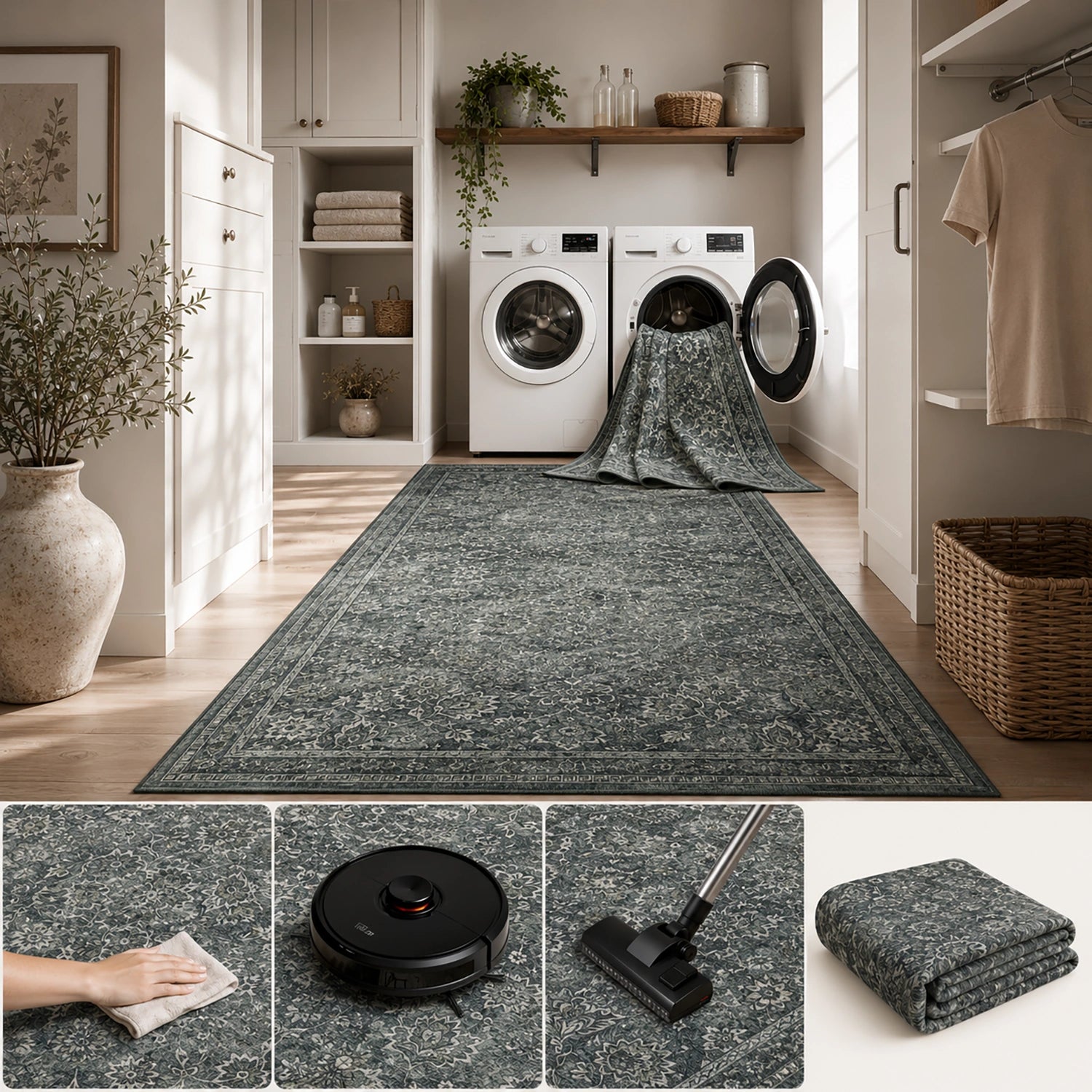 Tapis lavable Vintage Emeraude