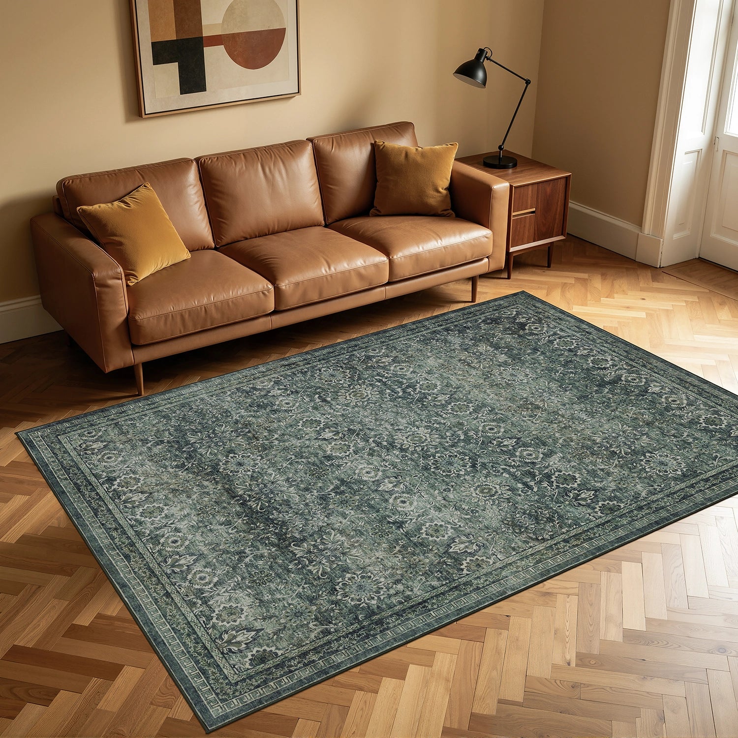 Tapis lavable Vintage Emeraude