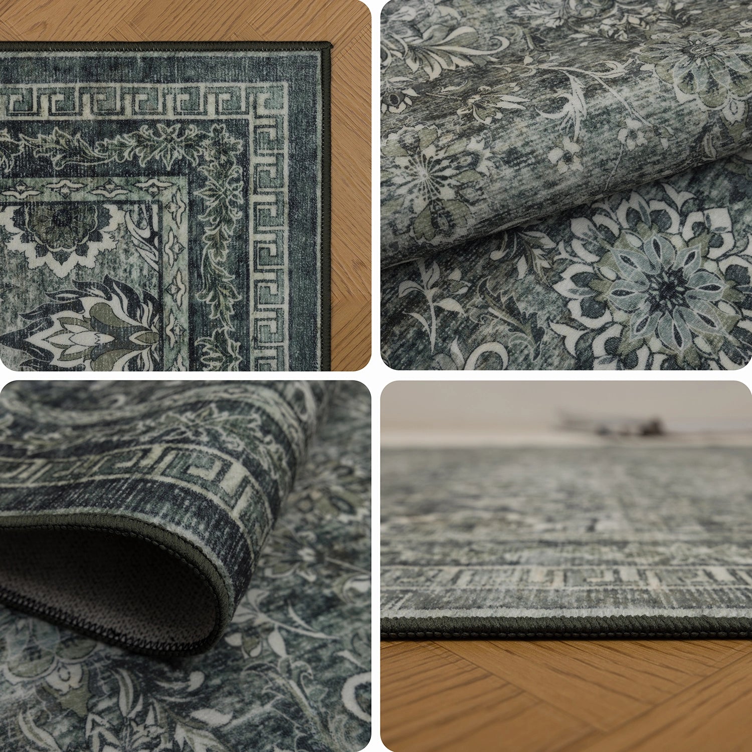 Tapis lavable Vintage Emeraude