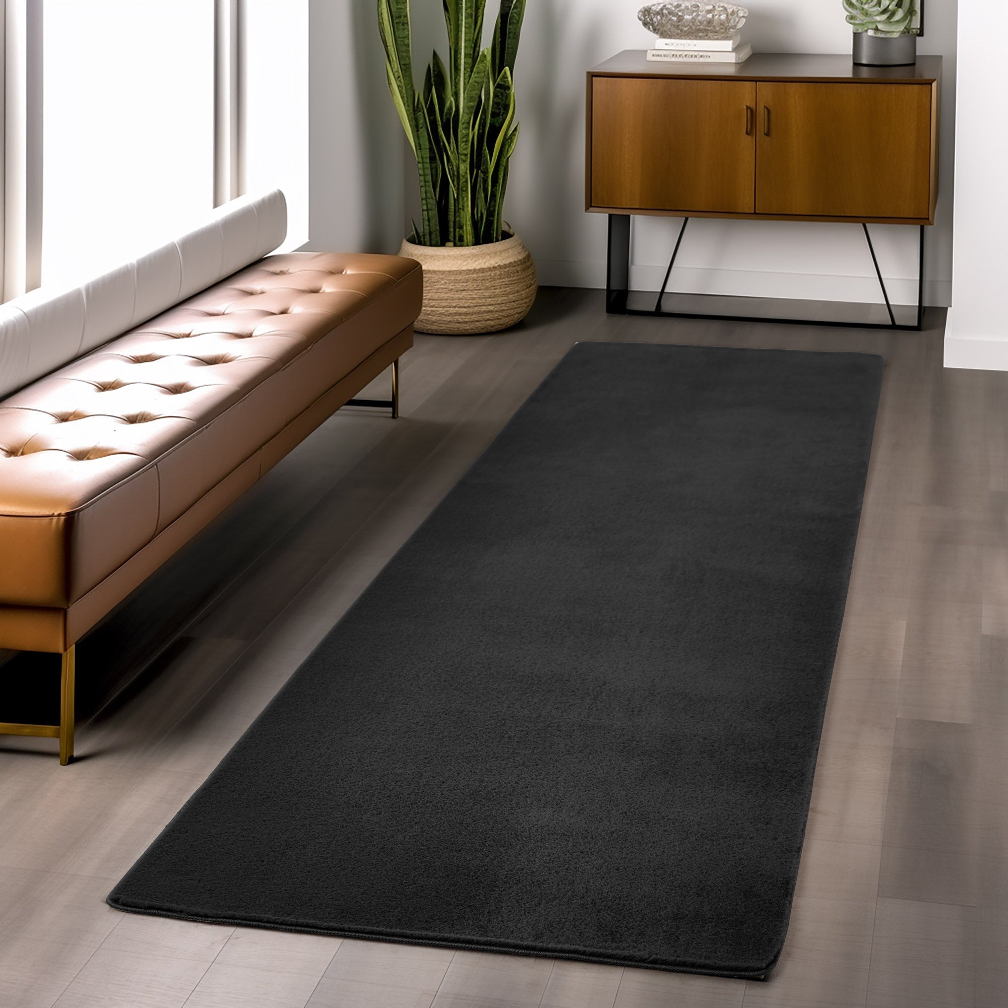 Tapis à poils doux Lavable Noir – STUDIO DECO