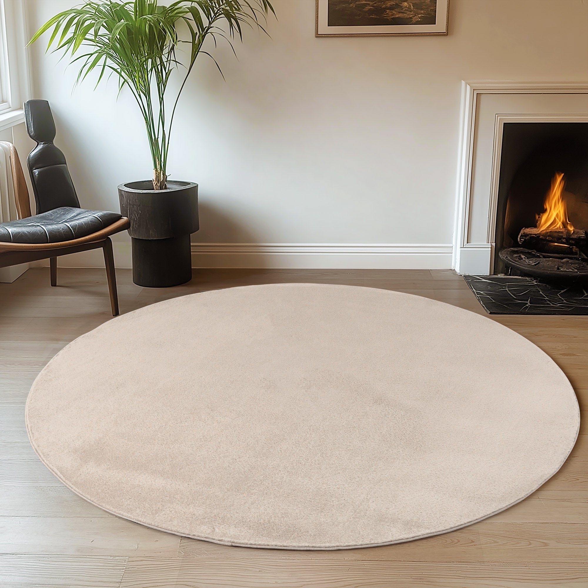 Tapis Rond à poils doux Lavable Crème – STUDIO DECO