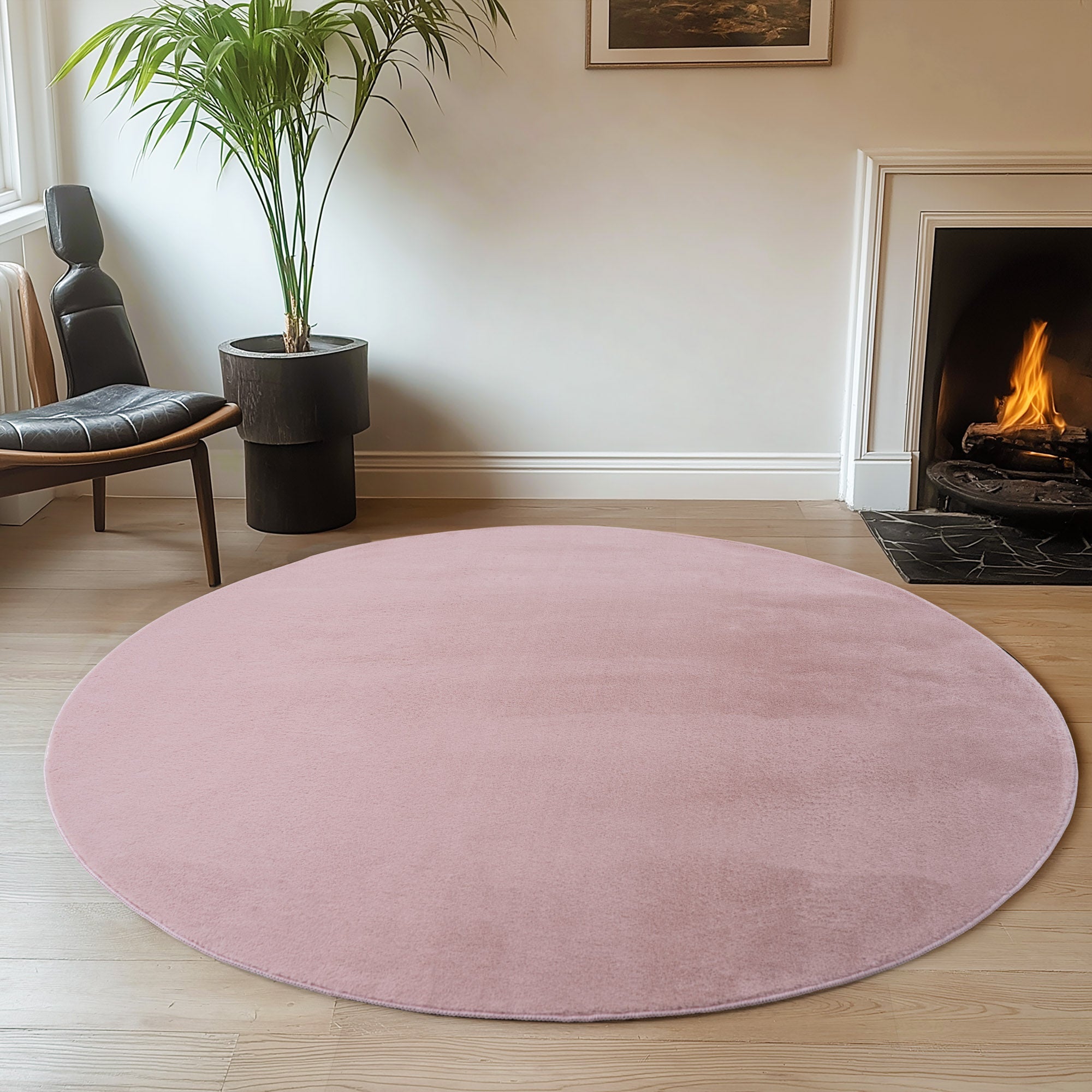 Tapis Rond à poils doux Lavable Rose – STUDIO DECO