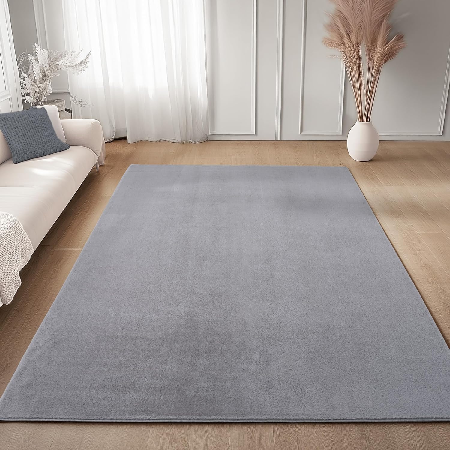 Tapis à poils doux Lavable Argent – STUDIO DECO