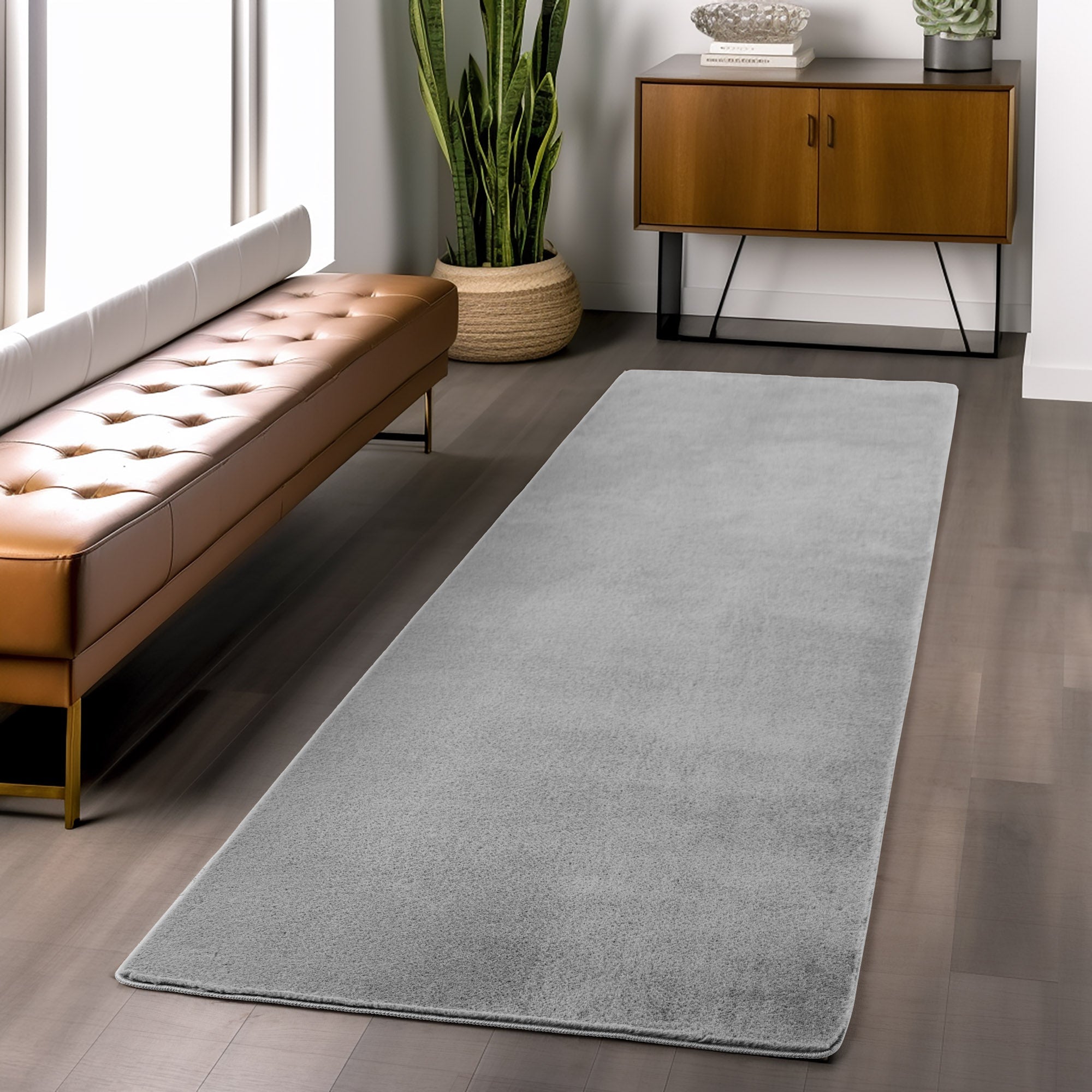 Tapis à poils doux Lavable Argent – STUDIO DECO