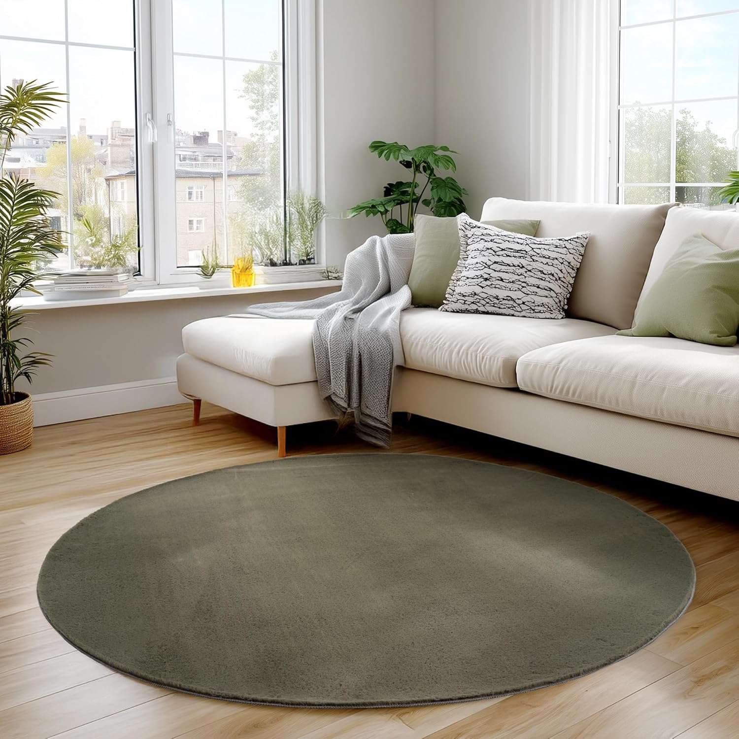 Tapis Rond à poils doux Lavable Vert – STUDIO DECO