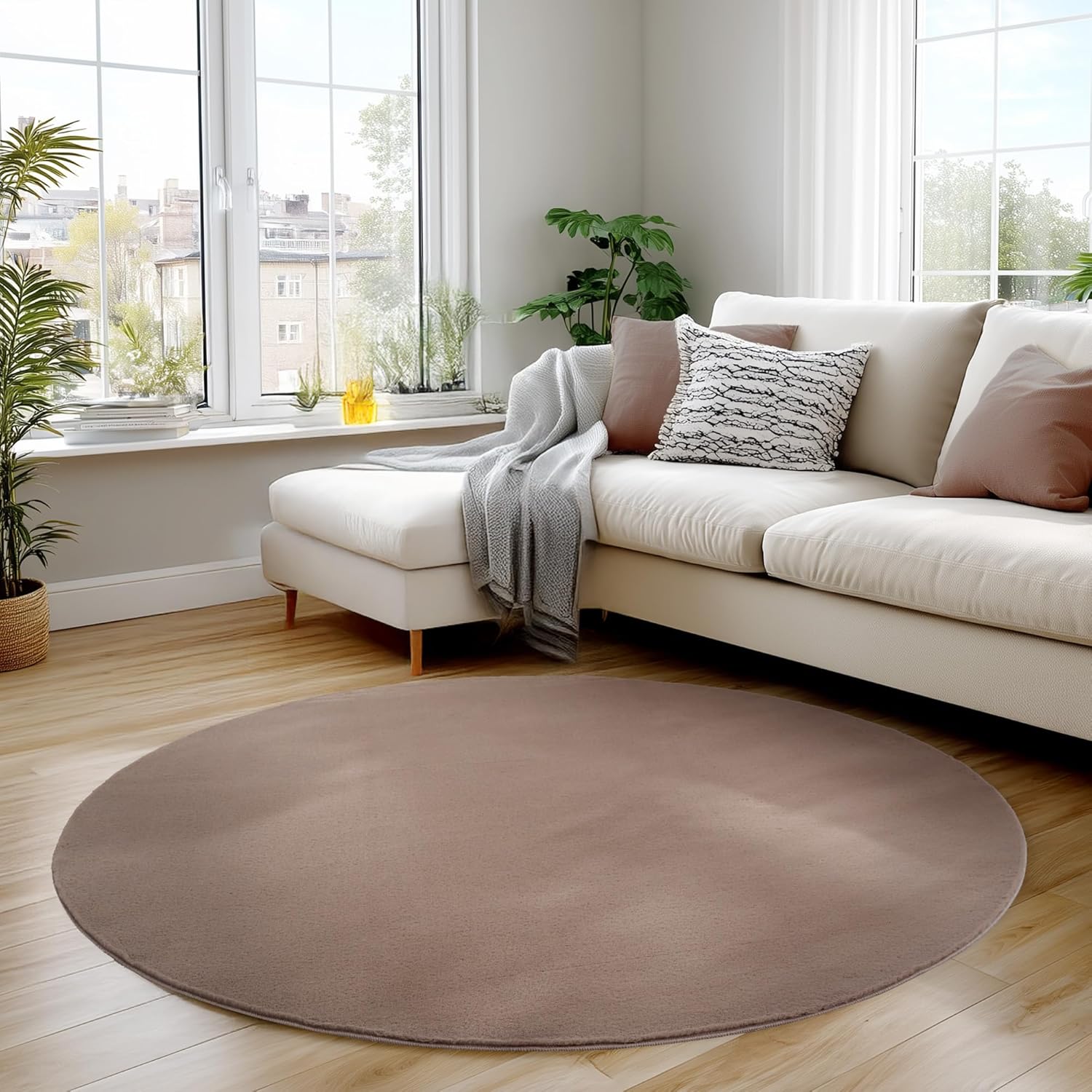 Tapis Rond à poils doux Lavable Mocca – STUDIO DECO