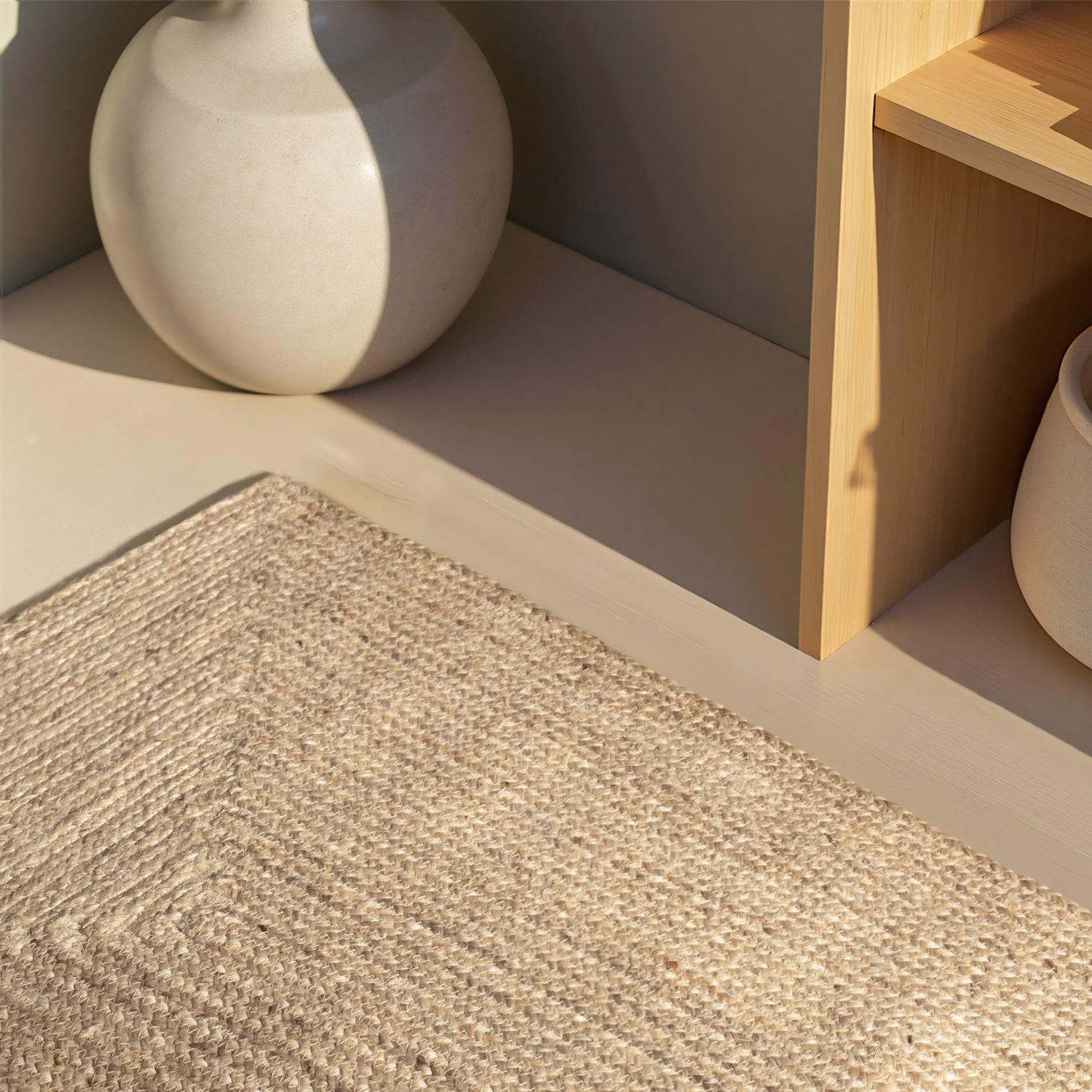 Tapis en Jute Fait Main Blanc Naturel – STUDIO DECO