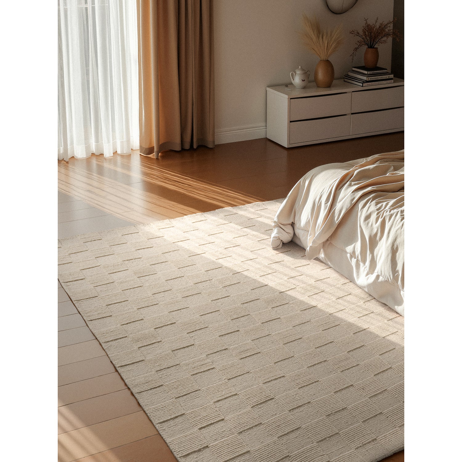 Tapis en Laine fait main Blanc Naturel – STUDIO DECO
