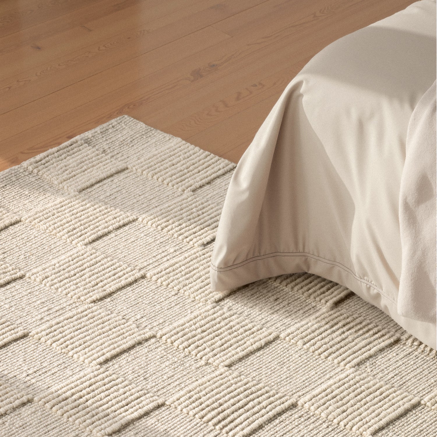 Tapis en Laine fait main Blanc Naturel – STUDIO DECO