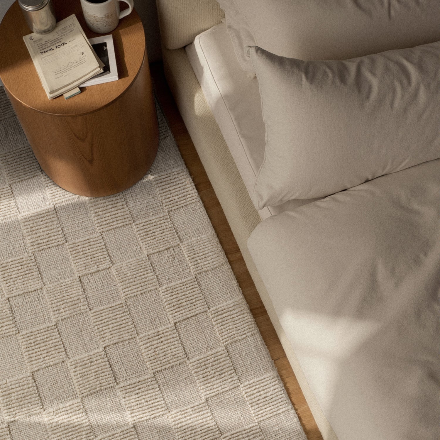 Tapis couloir en Laine fait main Blanc Naturel – STUDIO DECO
