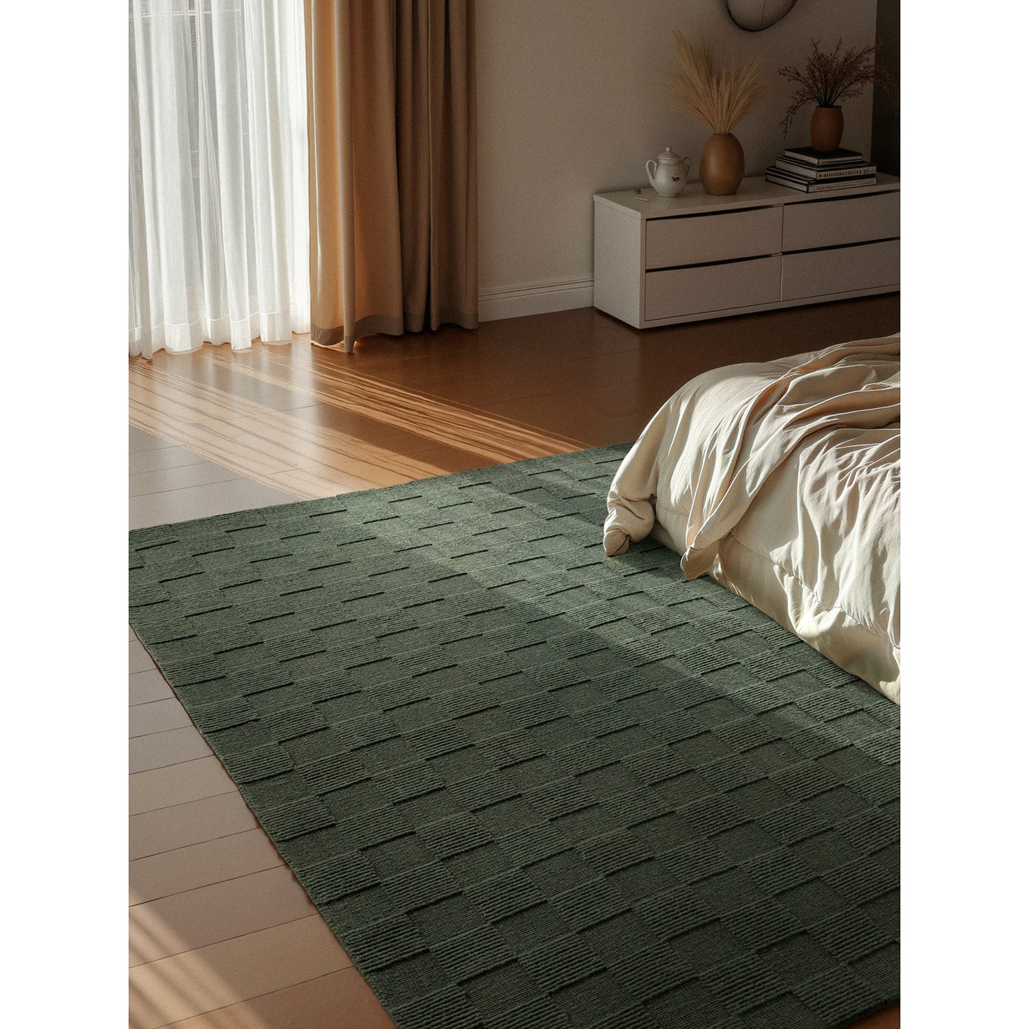 Tapis en Laine fait main Vert – STUDIO DECO