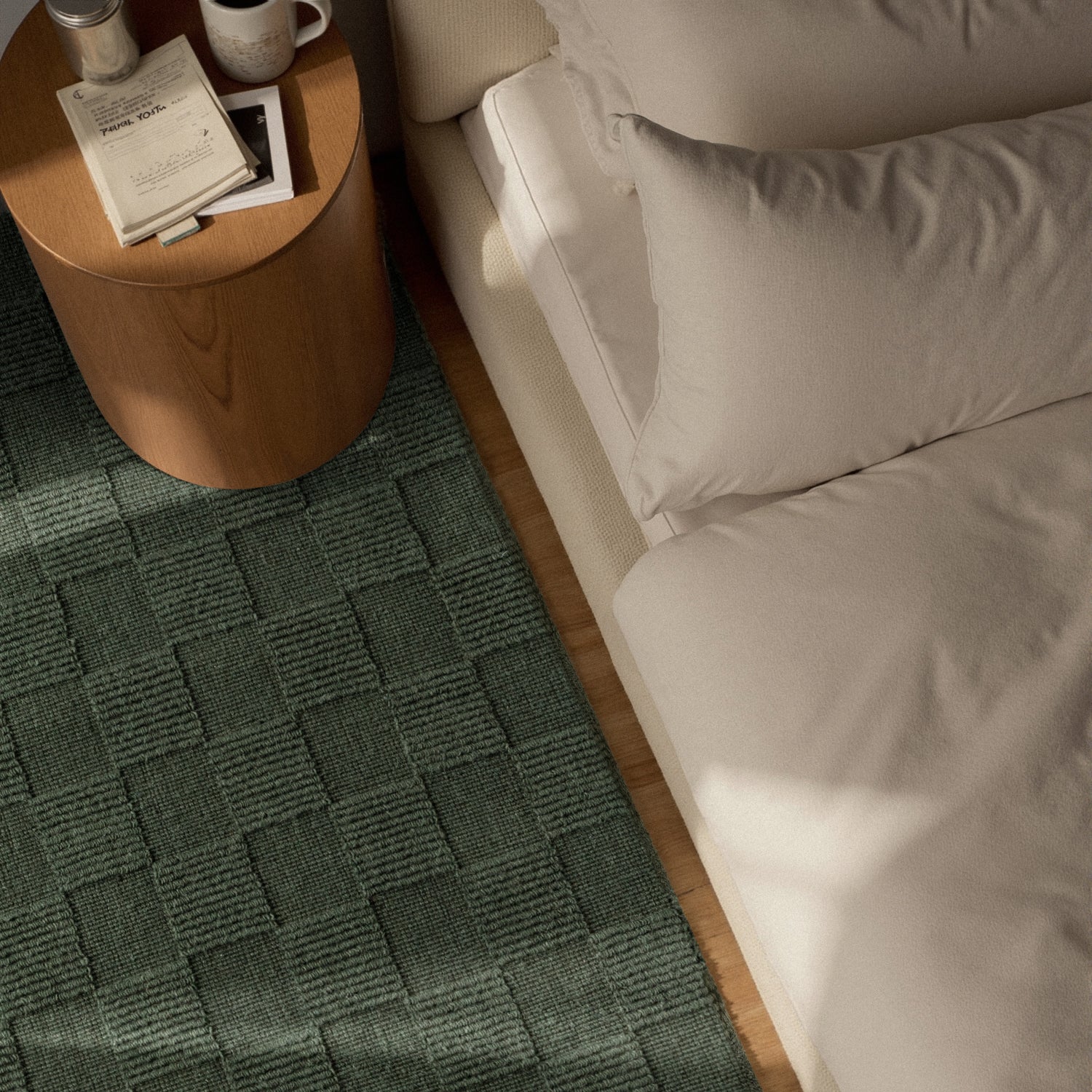 Tapis couloir en Laine fait main Vert – STUDIO DECO