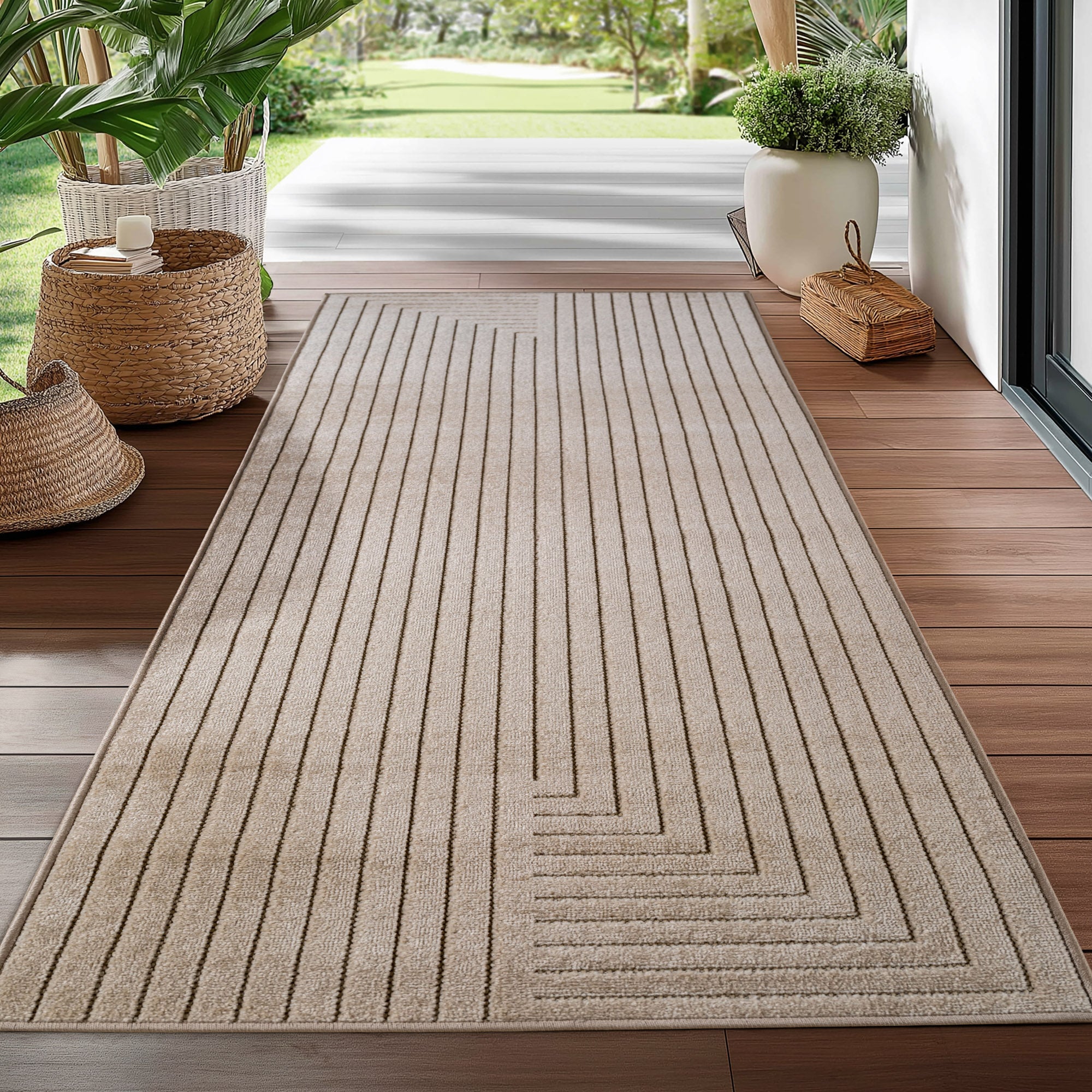 Tapis poils courts à relief NOLAN Beige – STUDIO DECO