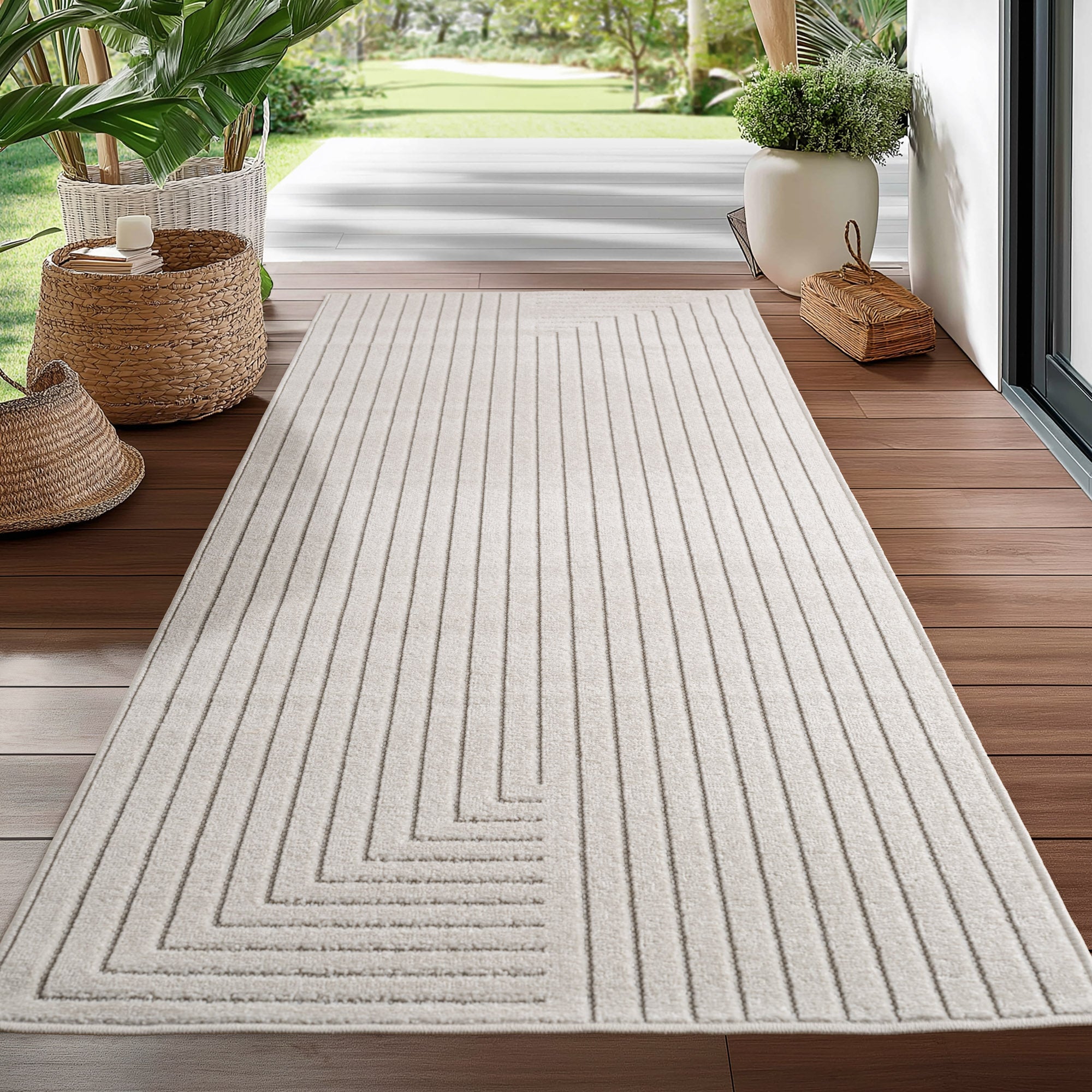 Tapis poils courts à relief NOLAN Crème – STUDIO DECO