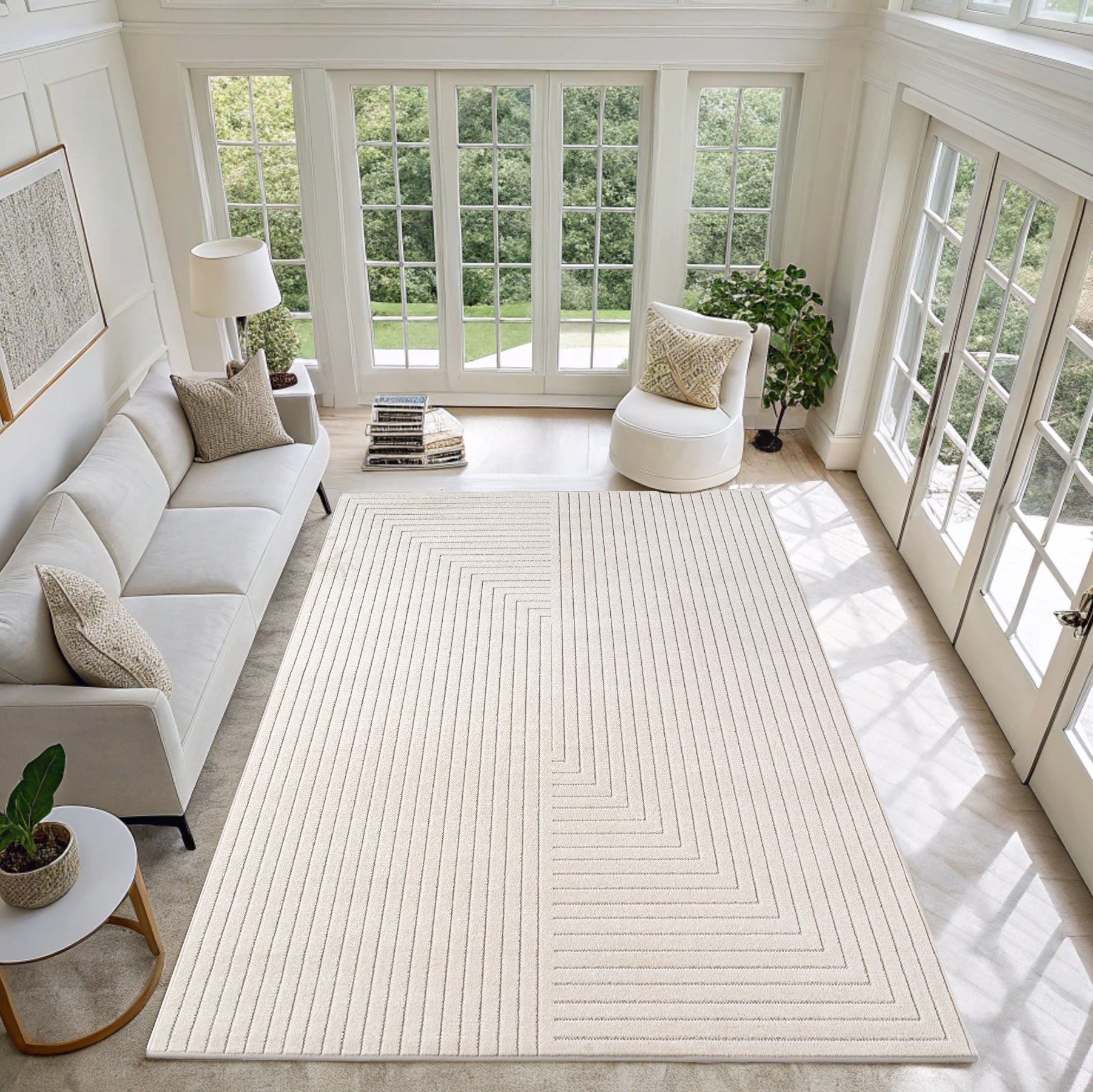 Tapis poils courts à relief NOLAN Crème – STUDIO DECO