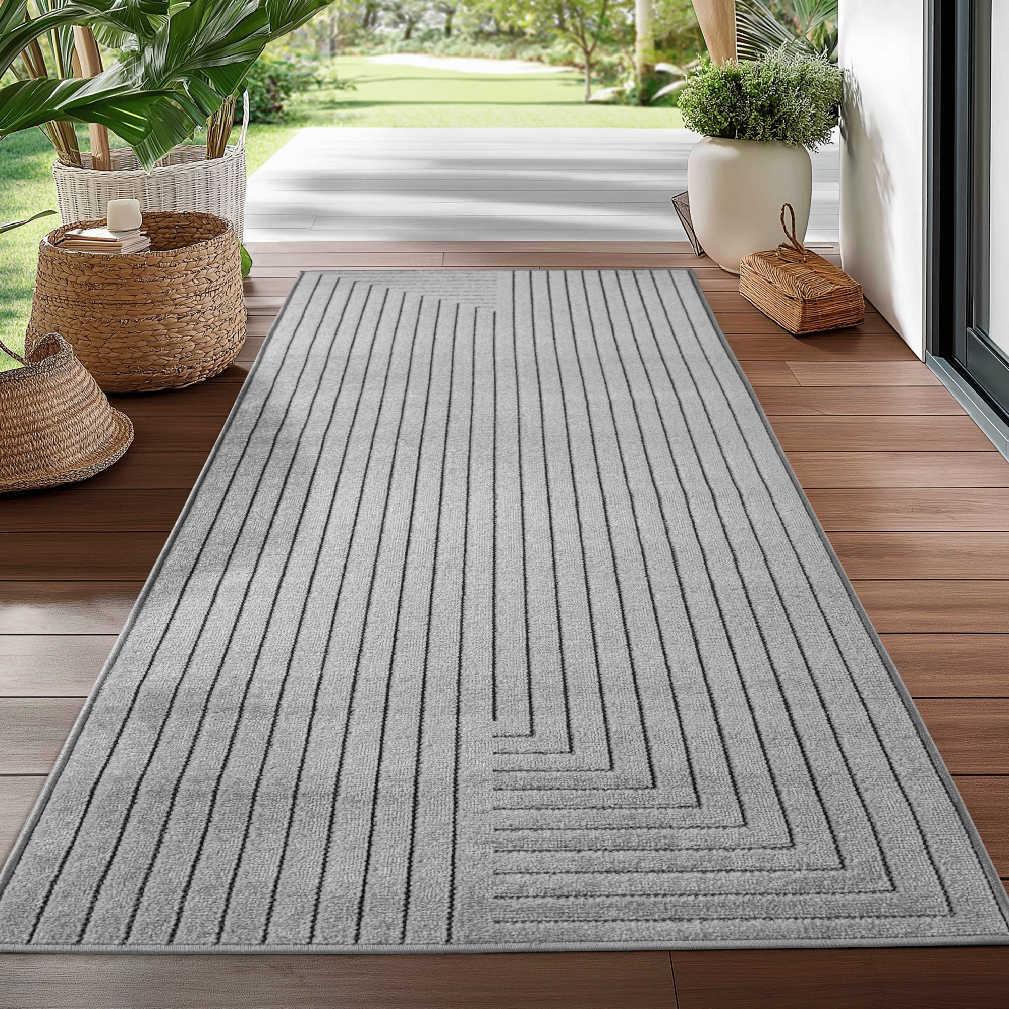 Tapis poils courts à relief NOLAN Gris – STUDIO DECO