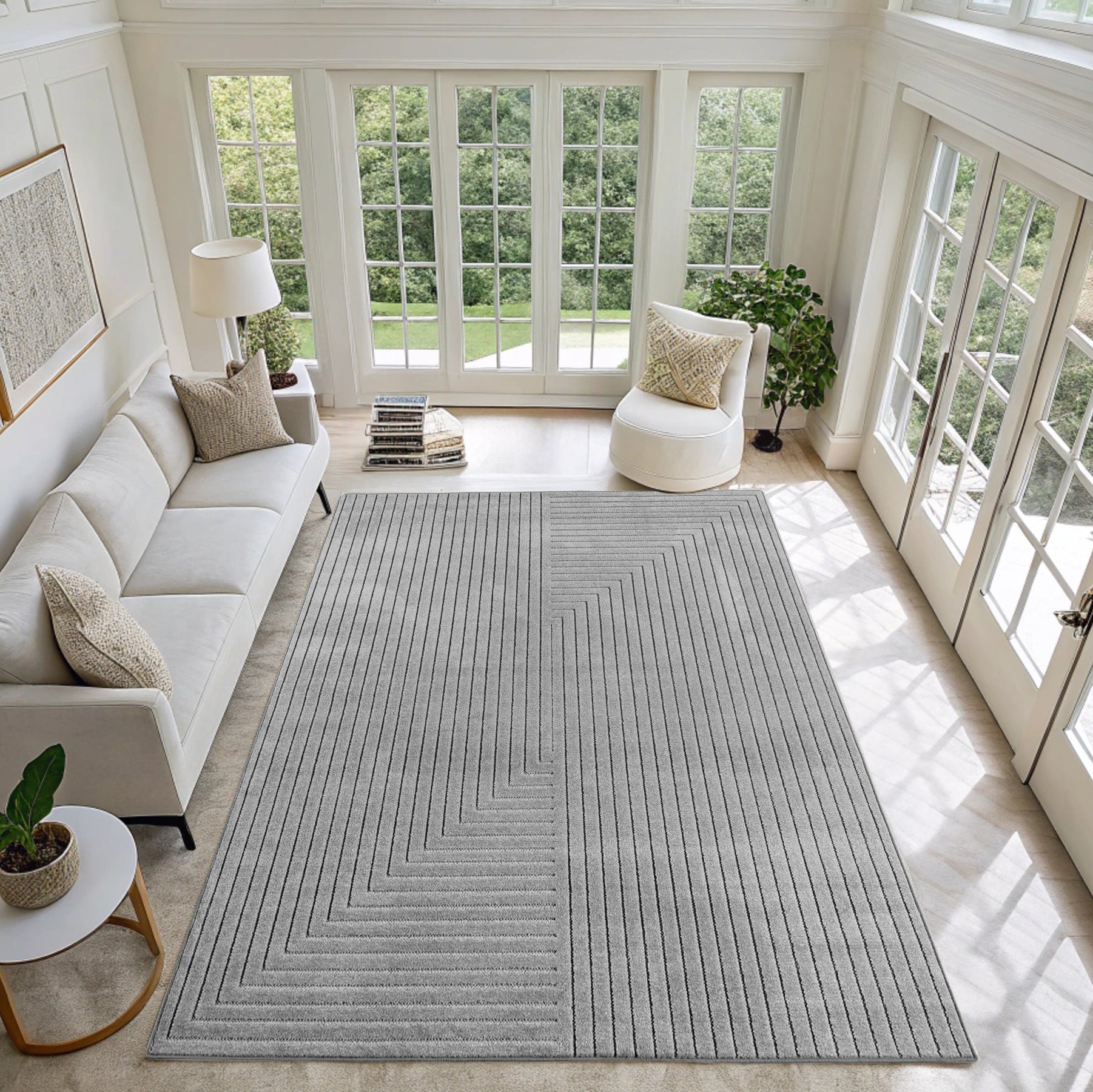 Tapis poils courts à relief NOLAN Gris – STUDIO DECO