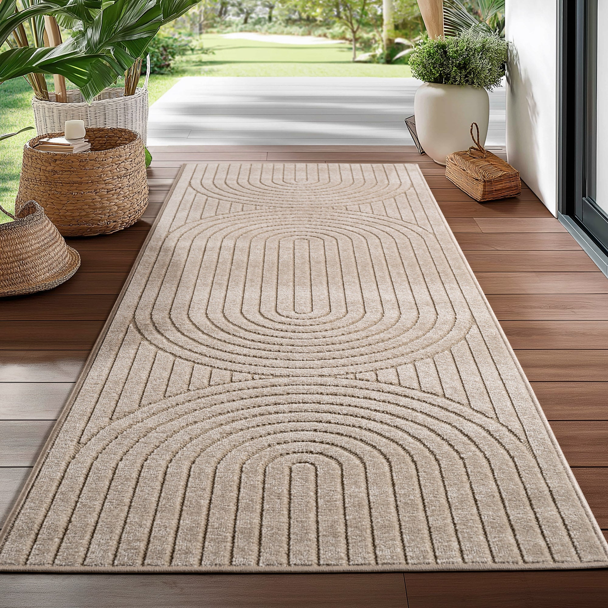 Tapis poils courts à relief PAOLA Beige – STUDIO DECO