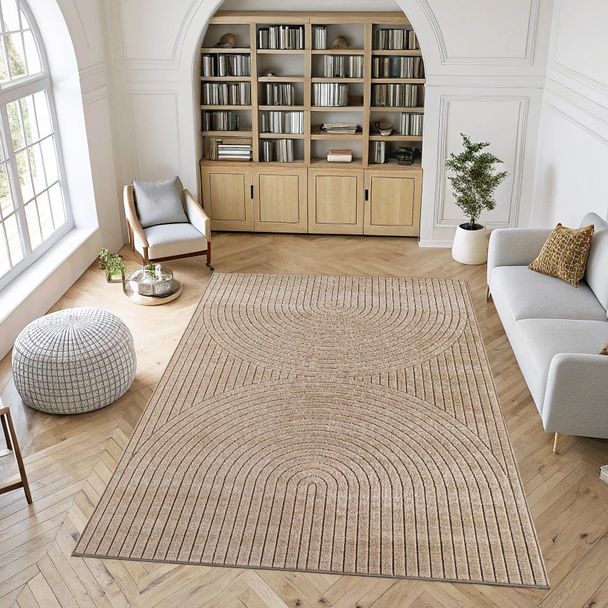 Tapis poils courts à relief PAOLA Beige – STUDIO DECO