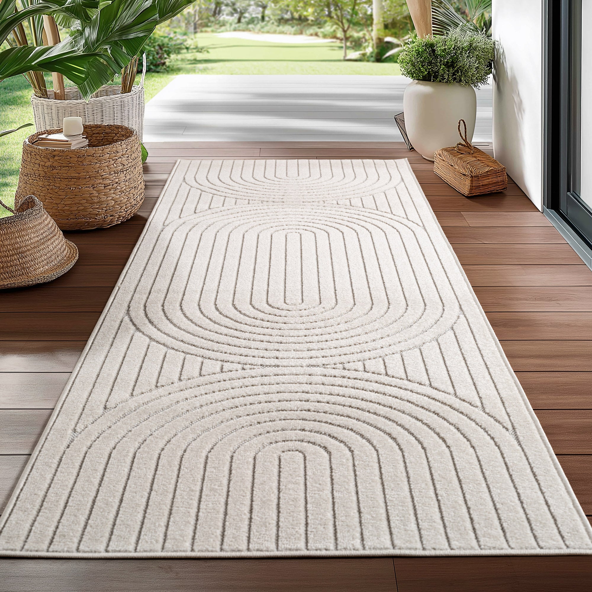 Tapis poils courts à relief PAOLA Crème – STUDIO DECO