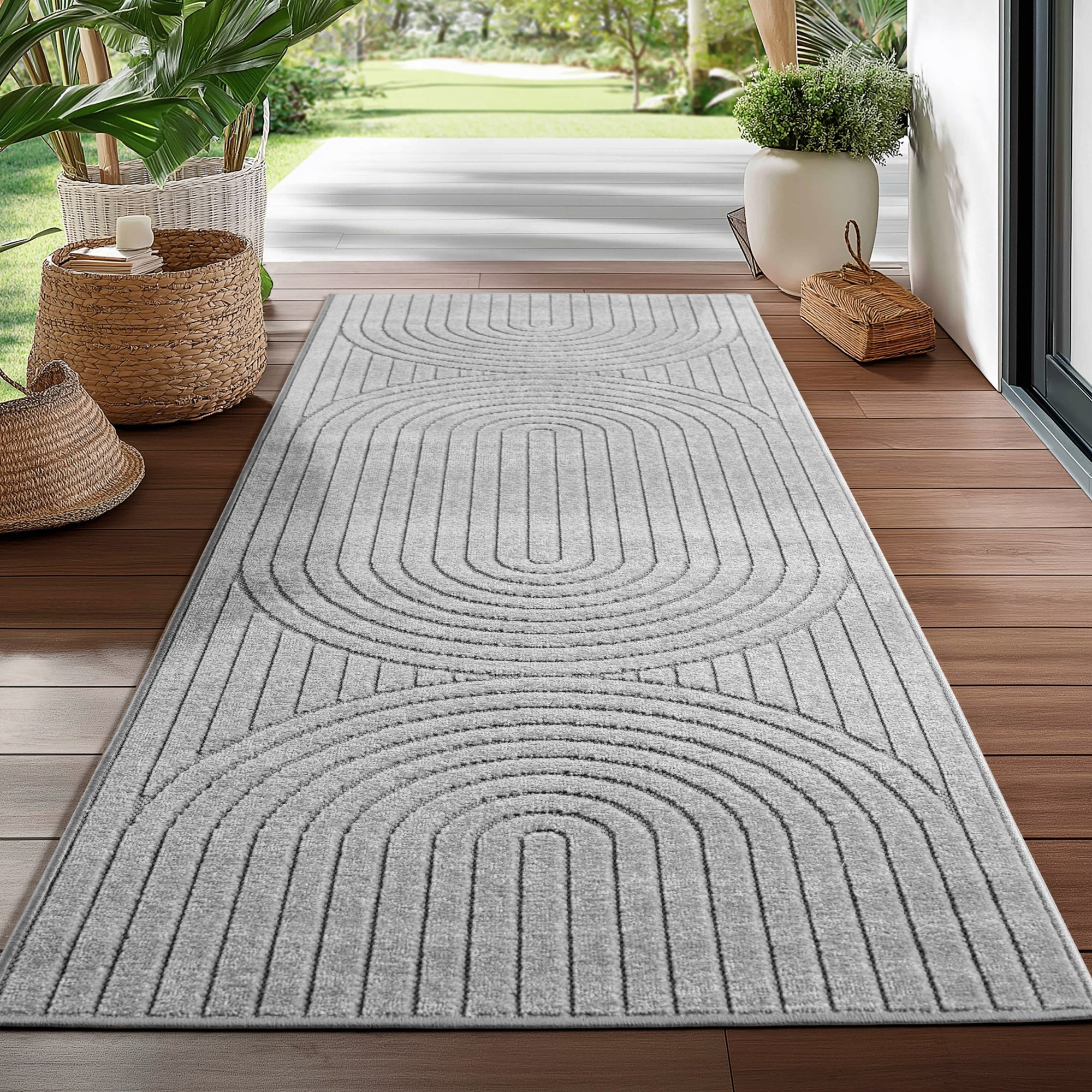 Tapis poils courts à relief PAOLA Gris – STUDIO DECO