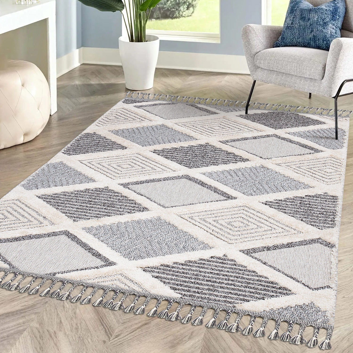 Tapis Boho Chic à franges tressées – STUDIO DECO