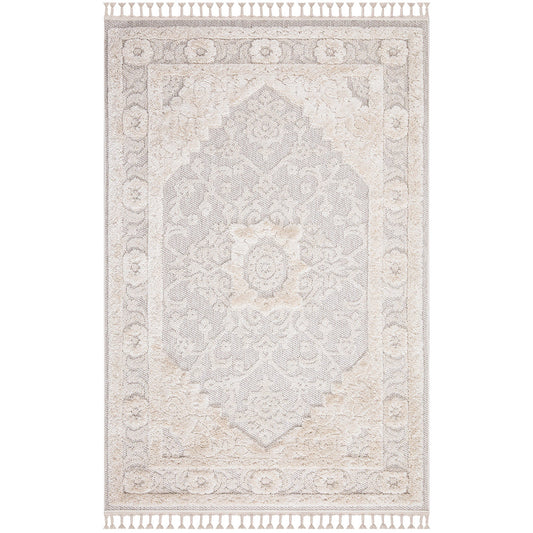 Tapis Boho Chic à franges tressées Crème