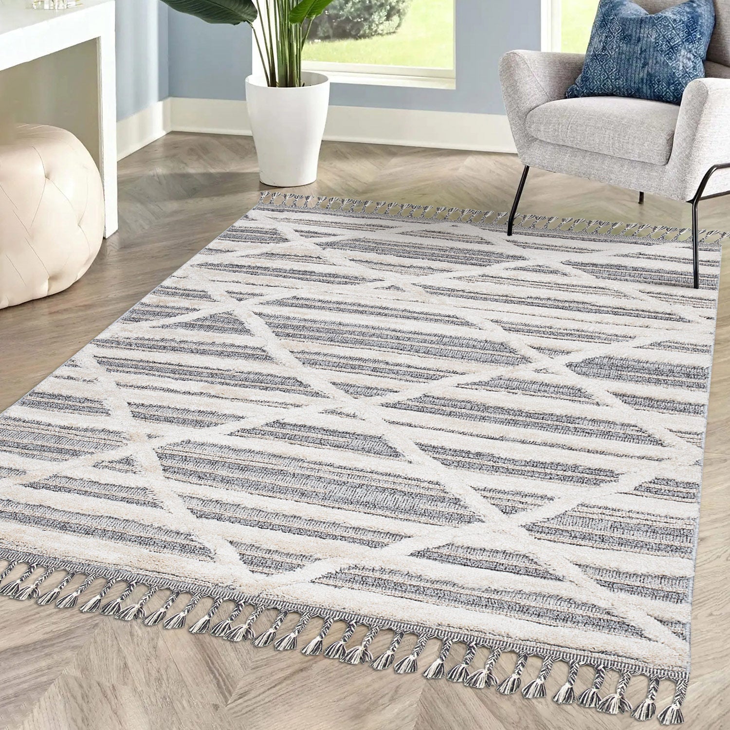 Tapis Boho Chic à franges tressées – STUDIO DECO