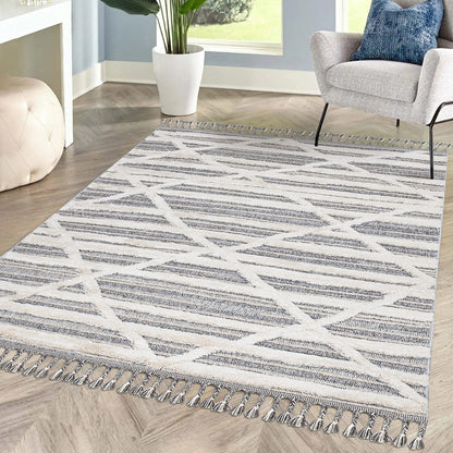 Tapis Boho Chic à franges tressées