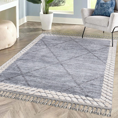 Tapis Boho Chic à franges tressées