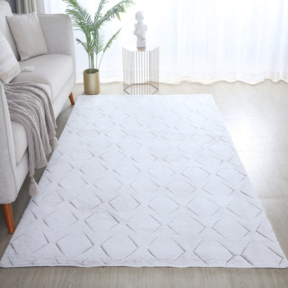 Tapis Peluche Doux à Relief Losange