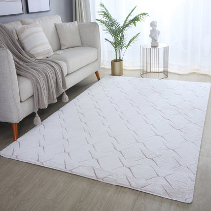 Tapis Peluche Doux à Relief Losange