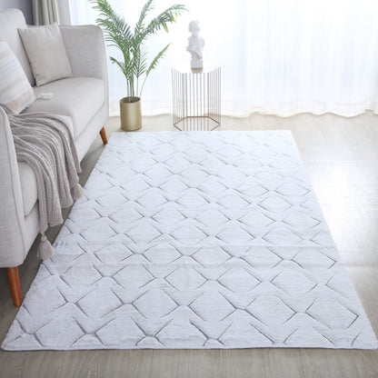 Tapis Peluche Doux à Relief Losange